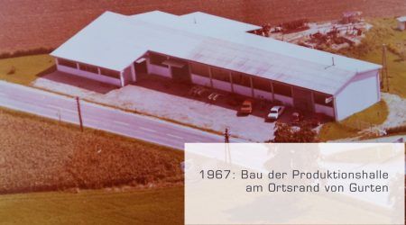1967: Construction of the production building on the boundary of Gurten
