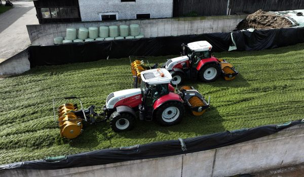 MAMMUT Futterernte XXL mit zwei Walzschlepper am Betrieb Konrad