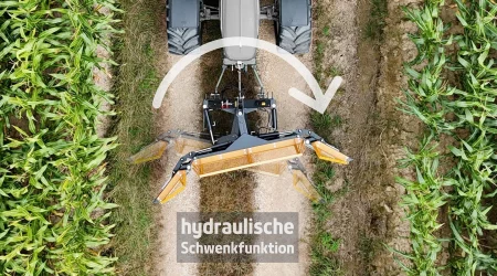 MAMMUT maïsschuif, accessoire 15° hydraulische zwenkfunctie in bovenaanzicht