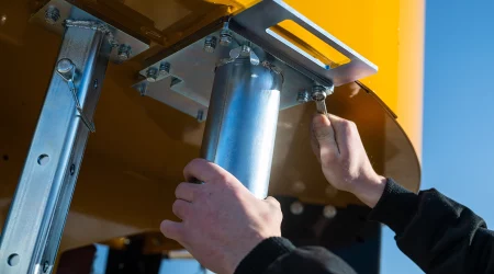 MAMMUT TURBO MIX pan mixer, assembly of the SILO Fill silo bag filling spout