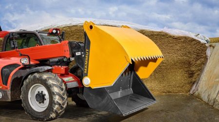 Kuilhapper met dichte bodem SILO BUCKET met telescooplader in de schone silo